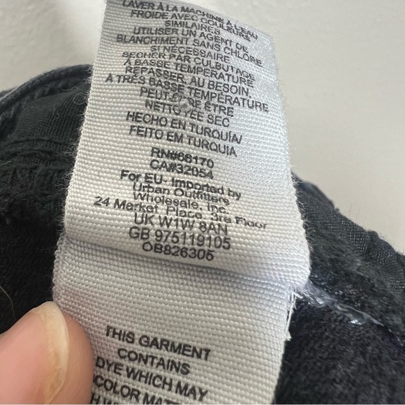 Free People We The Free Black Distressed Jean Skirt 100% Cotton Button Fly Mini - Picture 9 of 10